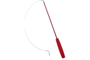 UKETO Cat Teaser Wands, Retractable Fishing Pole Wand Cat Teaser Rod Toy (Red)