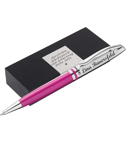Pelikan Jazz Classic Kugelschreiber Mit Gravur – Personalisierbarer Metall-Kuli, Inkl. Geschenkbox, Rot, Mit Drehmechanik (13,6 Cm)