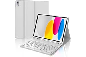 JADEMALL Funda con Teclado para iPad A16 11ª Generación 2025/10ª Generación 2022, Teclado Bluetooth Inalámbrico, Funda Delgada con Ranura para Bolígrafo para iPad 11ª/10ª Gen 10.9/11 Pulgadas, Gris Claro