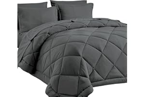 CozyLux King-Size-Bett in einer Tasche, 7-teiliges Set mit Bettdecke und Laken dunkelgrau, Ganzjahres-Bettwäsche-Sets mit Schmusetuch, Kissenbezügen, Bettlaken, Spannbetttuch und Kissenbezügen