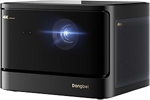 Proiettore 4K Dangbei DBOX02, 2450 Lumen ISO, Proiettore Home Cinema con GTV Netflix, Proiettore Blu-ray 3D con WLAN e Bluetooth, HDR10+, Immagine da 200 pollici, DTS:X 2x12W, Auto Focus