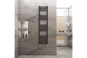 Warmehaus Straight Heated Towel Rail Radiator Ladder Black 1800x400mm Central Heating Radiators for Bathroom Kitchen