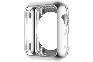 HANKN Soft TPU Case for Apple Watch Series 9 8 7 41mm Series 6 5 4 Se 40mm, Soft TPU Plated Cover Scratch-Proof Smartwatch Protector Bumper for Iwatch [No Front Screen Protector] (Shiny Silver)