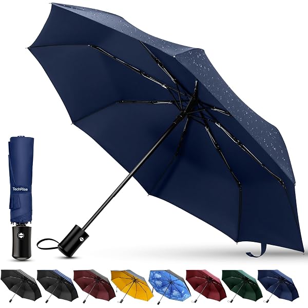 RainPlus - Ombrello da viaggio antivento, compatto, automatico