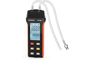 GOYERRNES Manómetro portátil de presión de aire y gas GR-189B Manómetro de presión diferencial de doble puerto 11 unidades seleccionables Manómetro de presión diferencial Pantalla LCD grande con luz de fondo