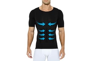 Casey Kevin Homme Compression T-Shirt Manches Courtes Amincissant Shapewear Gainant Tee Shirt Sport Baselayer Haut de Fitness Running