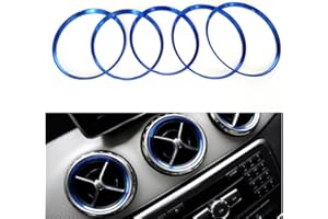 AFTERMAP 5 Pcs/Set Blue Mercedes Air Vent Air Conditioning Outlet Vent Ring Trim Cover compatible for Mercedes Benz A B CLA GLA CLA Class W176 W246 C117 X156 AMG 2012-2018 Class Cars (Blue)