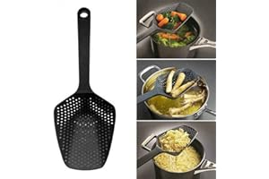 KOKSI Scoop Colander, BPA-Free Plastic Drainer Spoon with Handle, Large