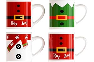ICE TOYS Set di 4 tazze natalizie assortite 8.5 cm, ceramica (Natale 1)