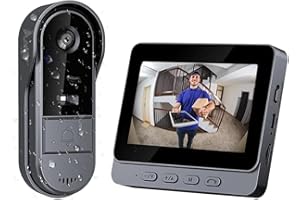 Zeerkeer Campanilla IP65 WiFi con Cámara 1080P,Pantalla IPS 4.3" + Audio Bluetooth,Intercomunicador Anti-Robo,Fácil Uso Ancianos/Niños | Seguridad Exterior Casa/Villa