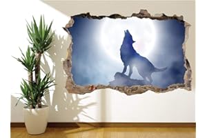 Wall Murals Online Ltd Wall Sticker Lone Wolf Howling at The Moon Wall Mural Decals Wall Art (15484064) (160cm x 120cm)