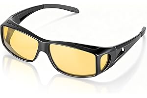 VMJFBJ Gafas Visión Nocturna para Conducir – Polarizadas Hombre Mujer con Lentes Amarillas Antirreflejo, Gafas Conducir Noche para Coche, Moto, Ciclismo y Pesca