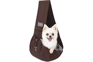 Halinuia Petit Sac de Transport réversible pour Chien jusqu'à 7.5 kg-Confortable-avec Mousqueton-Sangle de Transport pour Animaux de Compagnie-pour promenades et activités de Plein air-Marron