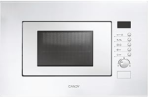 Candy MIC20GDFB, Microondas Integrable con Grill, 20L, 1000W, 8 Funciones, Digital, 8 Programas, Bloqueo Seguridad, Plato 24,5CM, Bandeja Metálica, Ventilador Enfriamiento, Apertura Izquierda, Blanco