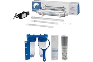 DESINEO Pack stérilisateur UV 25w + 1 Lampe de Rechange + Double Porte Filtre + filtres