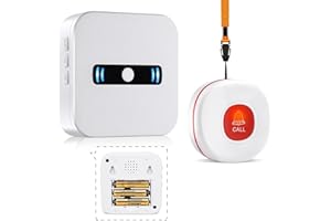 DAYTEE DAYTECH Pulsante di chiamata wireless di Caregiver Pager per paziente anziano nel sistema di allarme domestico 1 ricevitore portatile e 1 trasmettitore SOS