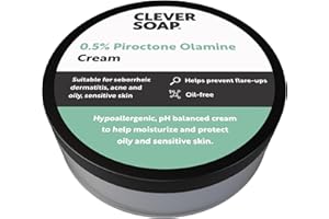 Clever Soap 0.5% Piroctone Olamine Face & Body Cream - Helps Prevent Flare-Ups - Suitable For Seborrheic Dermatitis, Psoriasis, Acne, Dry & Oily, Sensitive Skin - Fragrance & Oil Free, For Men & Women