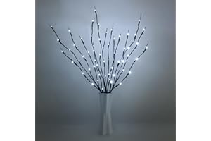 URAQT Branche Lumineuse Led avec 60 LED, 3PCS LED Brindille Lumières Blanc, 73CM Pliable Branches de Brindilles illuminées, Lampe pour Décoration pour Vase Arbre, Convient pour Noël, fête, Intérieur