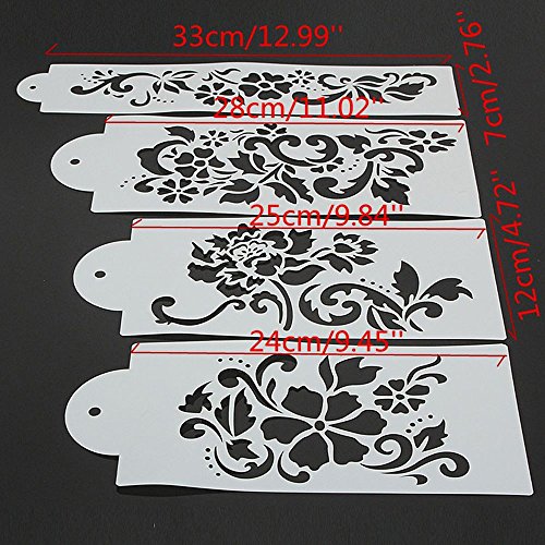 GOOTRADES 4 Stk DIY Kuchen Form Fondant Seite Wiederverwendbare Backen Schablonen Bäckerei Hochzeits Dekor - 3