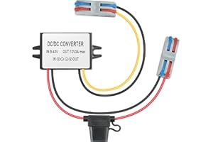 YBBOTT DC 9V-40V a 12V 3A Convertidor de Corriente IP67 Impermeable Buck Converter 36W Transformador Regulador de Voltaje para Cámaras Golf Cart Club