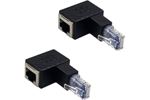 Duttek 90 Degree Ethernet Adapter, Down Angled RJ45 Male to Female Adapter Shielded Network Patch Connector Compatible with Switch, Modem, Router, PC, Network Printer, PS3,etc 2 Pack