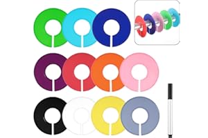 JIEYAO 11 pezzi divisori per armadio da appendere vestiti, appendiabiti, divisori, etichette rotonde, riutilizzabili, con 1 pennarello per l'organizzazione di abiti