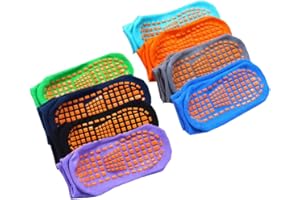 COPIEL Skarpety z uchwytami dla małych dzieci, 8 par antypoślizgowych skarpet dla dzieci, bawełna z mankietami, ciepłe, głęboko skrojone, antypoślizgowe skarpety podłogowe z silikonu, dla dzieci i