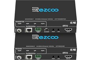 ROFAVEZCO HDMI Extender over Ethernet, 4k60 non compresso 18G/BPS su singolo Cat5/6 fino a 40m(165ft), RS232+POE+IR+HDCP2.2, HDR e Atmos, CEC, EDID Management.