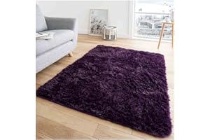 GC GAVENO CAVAILIA Polyester Anti Slip Area Rugs Fluffy Faux Fur Shaggy Rugs For Bedroom 120X170 Cm, Soft Touch Hug & Snug Carpet For Living Room & Bedroom Rug, Purple