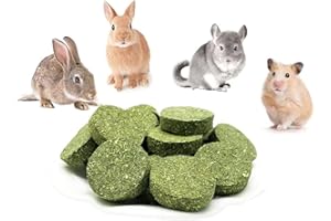 HTRTRR Bunny Chew Toys for Teeth, Natural Organic Timothy Hay Sticks, Molar Grinding & Dental Care, for Rabbits, Guinea Pigs, Hamsters & Small Rodents (Round grass pies - 10 pcs)