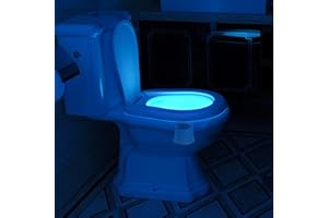 Powerole Toilet Night Light PIR Motion Activated Toilet Light Sensor LED Washroom Night Light Inside Toliet Lamp 8 Color Changing Battery Operated Motion Sensor for Washroom (8 Colors, 1 Pack)