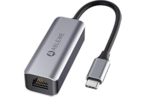 Adaptateur USB C vers Ethernet, ABLEWE Aluminum Type C vers RJ45 Réseau, USB-C Thunderbolt 3 à RJ45 GbE Gigabit LAN pour MacBook Pro, MacBook, iMac Pro, Dell XPS, ASUS, Pixelbook Huawei Matebook