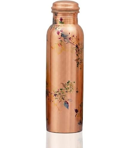 Athavik Crafts Zuiver koperen waterfles om te drinken met gezondheidsvoordelen | Ayurveda koperen fles 34 oz | Antiek gewricht minder en lekvrij ontwerp | Perfect voor sportschool, yoga, thuis en op