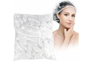 ‎G2PLUS G2PLUS 100 Stück Einweg Duschhaube, 44cm Kunststoff Kosmetik Hauben Einmal, Einweg Haarhaube für Salon, Kopfhauben Einweg für Reise, Badehaube Einweg für Langes