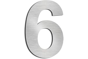 nanlyiau Szczotkowane numery domów ze stali nierdzewnej duże numery drzwi wykonane z solidnych pływających numerów domów SUS304 łatwe w instalacji 9 cali/22,8 cm (6/9)