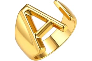 GOLDCHIC JEWELRY Anello Oro con Iniziale per Donna, Anello Statement delle Donne | 18k Oro Placcato Anelli Alfabeto Aperto | Lettera a alla z