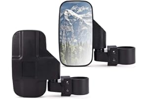 MICTUNING UTV Side Mirror with 1.75 Inch or 2 Inch Mounts, Shock-proof Rubber Pad, Easily Adjustable for Polaris Ranger RZR Can-Am Maverick and more Black