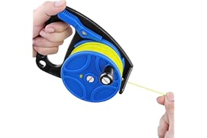 PLUZLUCE 270ft/83m Scuba Dive Reel, Portable Safety Handle Diving Reel with Thumb Stopper, High Visibility Line Spool Reel for Cave, Wreck, Drift Diving, Spear Fishing, Kayak Anchor, SMB, Buoy Sausage