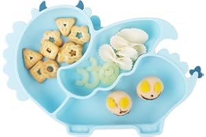 NOHLERLIFE Assiette à ventouse en silicone - Assiette et bol séparés pour bébé et tout-petit, s'adapte à la plupart des plateaux de chaises hautes - pour l’alimentation autonome