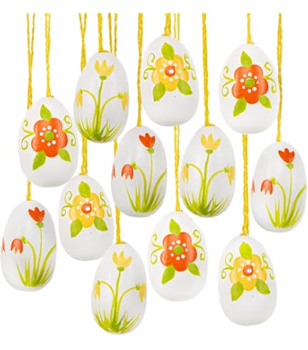 Lot de 6 décorations de Pâques en bois à suspendre avec perles colorées et décoratives, cadeaux de fête Lot de 6 décorations de Pâques en bois à suspendre avec perles colorées et décoratives, cadeaux de fête