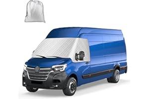 RASHION Housse de Pare-Brise Avant Compatible avec Renault Master 2010-2024 Opel Movano 2010-2021, Extérieur Pare-Soleil de Fenêtre Camping-Car Contre Soleil Neige Gel
