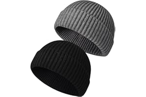 WIOKLWE Beanie Hat Men - Fisherman Beanie Trawler Beanie Knitted Cuffed Winter Warm Hat Skullcap Gifts for Men UK