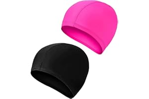 EXIIANTAG 2 Pcs Swimming Caps for Kids Girls Boys and Adult Teenager,Comfortable Light Swimming Caps,Super Stretch No Pull Hair Swimming Hats for Long and Short Hair