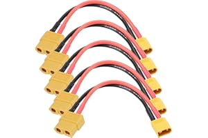 EatPitaya XT60 to XT30 Plug,XT60 Female to XT30 Male Adapter 16AWG 10cm/3.9in Silicone Cable Wire for RC FPV Drone Car Lipo NiMH Battery Charger - 5pcs