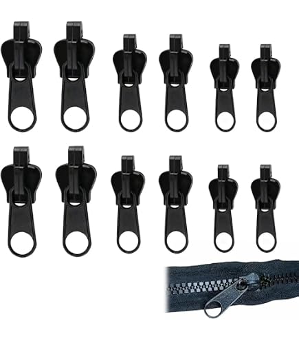 42 Pezzi Kit di Riparazione per Cerniere, 10 Pezzi Tiretti per Cerniere Cursori per #5 Metallo Plastica Cerniere in Nylon Tappi con Cerniera per Abbigliamento Giacche Cappotti Valigie Zaini