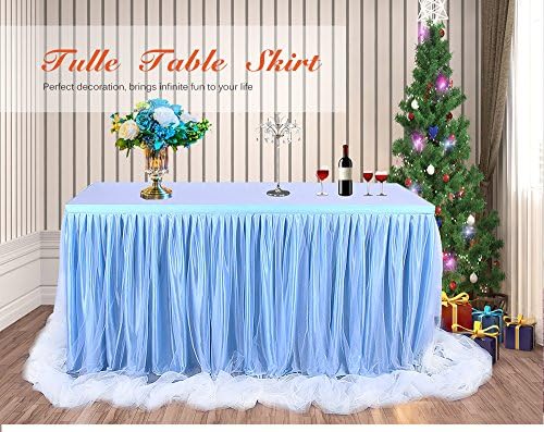 RosyXandy Tulle Table Skirt Tablecloth For Party Decoration, Events, Meetings, Birthdays, Wedding, Baby Shower and Home Decoration