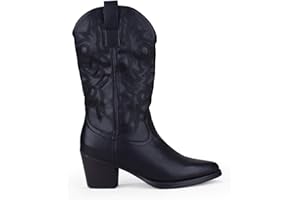 BOSANOVA Bota estilo cowboy con detalle de costuras decorativas a tono en la caña, tacón de 5'5 cm y cierre con cremallera lateral. Calzado para mujer