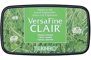 Tsukineko VersaFine Clair Tampon encreur Vert Grand Opaque Imperméable Archival-Gaufrage Taille du Tampon : 7,6 x 3,5 cm