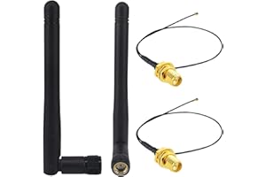 BOOBRIE WiFi Antenna 3dBi 2.4/5/5.8 GHz RP-SMA Male WiFi Aerial and 25cm MHF4 to RP-SMA Female Pigtail 0.81mm for Wireless Mini-PCI Express PCIE Network Card Adapter