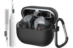 Wanme Hülle für Samsung Galaxy Buds3 Pro & Samsung Galaxy Buds 3, mit Reinigungskit & Schlüsselanhänger [LED Sichtbar], Weich Silikon Ganzkörper Schutzhülle, Schwarz